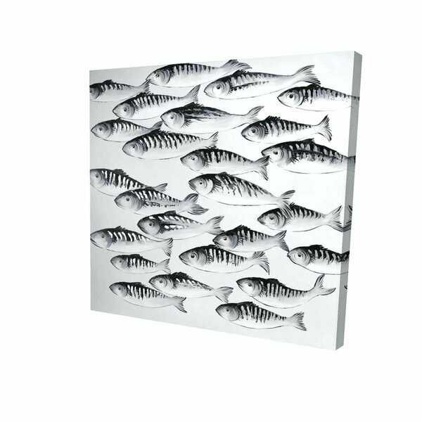 Fondo 16 x 16 in. Grey School of Fish-Print on Canvas FO3340352